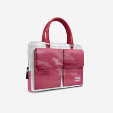 Load image into Gallery viewer, Vegan Designer Luxury Double Pocket Bag 16” BYMANYC ® New York White &amp; Pink
