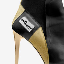 Load image into Gallery viewer, Vegan Heeled Shoe Women BYMANYC ® New York Tribeca Gold Flame
