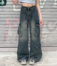 Load image into Gallery viewer, AZUL DISTRESSED CARGO DENIM
