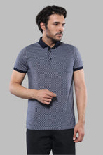 Load image into Gallery viewer, Navy Blue Polo Printed Men T-Shirt | Wessi
