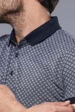 Load image into Gallery viewer, Navy Blue Polo Printed Men T-Shirt | Wessi
