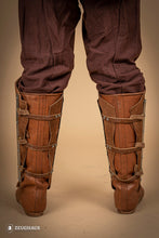 Load image into Gallery viewer, Splinted Suede Leather Greaves Brown
