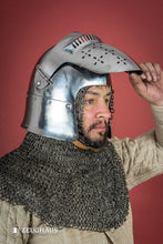 Load image into Gallery viewer, Bascinet Helmet 14th Cent. 2mm Polished
