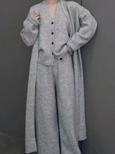 Load image into Gallery viewer, Casual Knitted Long Jacket&amp;Vest&amp;Pants 3 Pieces Suit
