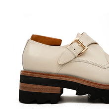 Load image into Gallery viewer, White Leather Monk Strap Shoes with Chunky Soles
