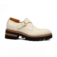 Load image into Gallery viewer, White Leather Monk Strap Shoes with Chunky Soles
