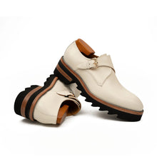 Load image into Gallery viewer, White Leather Monk Strap Shoes with Chunky Soles
