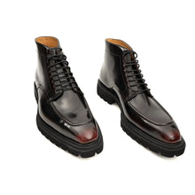 Load image into Gallery viewer, Wine Patent Lug Sole Ankle Boot
