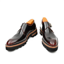 Load image into Gallery viewer, Wine Red Leather Monk Strap Shoes with Chunky Soles
