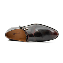 Load image into Gallery viewer, Wine Red Leather Monk Strap Shoes with Chunky Soles
