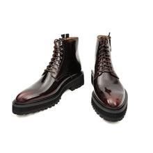 Load image into Gallery viewer, Wine Red Side-Zip Combat Boot
