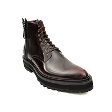 Load image into Gallery viewer, Wine Red Side-Zip Combat Boot
