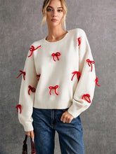 Load image into Gallery viewer, Women Cute Red Bow Decor Christmas Sweater | NCS
