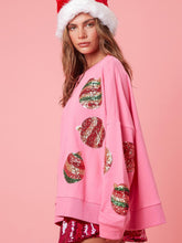 Load image into Gallery viewer, Women’s Christmas Sequin Embroidered Oversized Long Sleeve Sweatshirt | NCS
