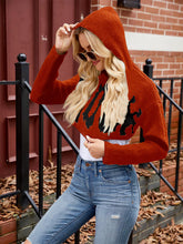 Load image into Gallery viewer, Women’s Halloween Letter Jacquard Cropped Hoodie Sweater | NCS
