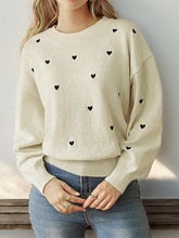 Load image into Gallery viewer, Women's Heart-Shaped Polka Dot Lightweight Knit Sweater | NCS
