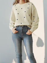Load image into Gallery viewer, Women's Heart-Shaped Polka Dot Lightweight Knit Sweater | NCS
