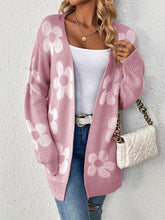 Load image into Gallery viewer, Women's Mid-Length Floral V-Neck Long Sleeve Knit Cardigan | NCS
