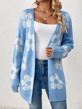Load image into Gallery viewer, Women's Mid-Length Floral V-Neck Long Sleeve Knit Cardigan | NCS
