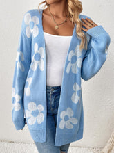 Load image into Gallery viewer, Women's Mid-Length Floral V-Neck Long Sleeve Knit Cardigan | NCS
