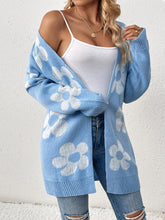 Load image into Gallery viewer, Women's Mid-Length Floral V-Neck Long Sleeve Knit Cardigan | NCS
