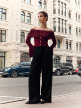 Load image into Gallery viewer, Women's Off-Shoulder Buttoned Slim Fit Knit Sweater | NCS
