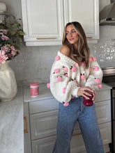 Load image into Gallery viewer, Women's Pink Roses Vintage Cardigan, Unique Gift | NCS
