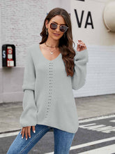 Load image into Gallery viewer, Women's  Relaxed Fit V-Neck Long Sleeve Knit Sweater | NCS
