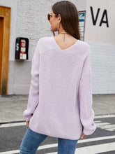 Load image into Gallery viewer, Women's  Relaxed Fit V-Neck Long Sleeve Knit Sweater | NCS
