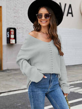 Load image into Gallery viewer, Women's  Relaxed Fit V-Neck Long Sleeve Knit Sweater | NCS

