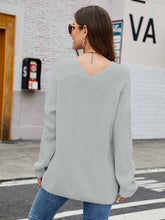 Load image into Gallery viewer, Women's  Relaxed Fit V-Neck Long Sleeve Knit Sweater | NCS

