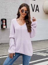 Load image into Gallery viewer, Women's  Relaxed Fit V-Neck Long Sleeve Knit Sweater | NCS
