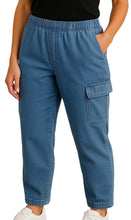 Load image into Gallery viewer, Women's Elastic Stretch Waist Casual Denim Pull-on Cargo Pants
