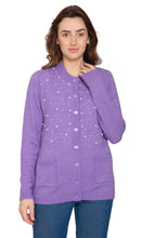 Load image into Gallery viewer, Women's Faux Pearl Cardigan in Cashmere-like Soft Knit
