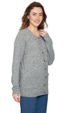 Load image into Gallery viewer, Women's Faux Pearl Cardigan in Cashmere-like Soft Knit
