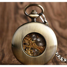 Load image into Gallery viewer, Wooden Mechanical Hand Wind Pocket Watch
