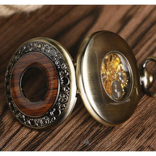 Load image into Gallery viewer, Wooden Mechanical Hand Wind Pocket Watch
