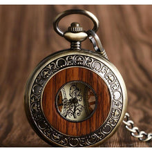 Load image into Gallery viewer, Wooden Mechanical Hand Wind Pocket Watch

