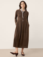 Load image into Gallery viewer, Wool Arc-Panel Sculpted Pleats Maxi Dress CALISTA
