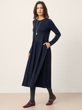 Load image into Gallery viewer, Wool Asymmetric Curved-Cut Maxi Dress CALLIE
