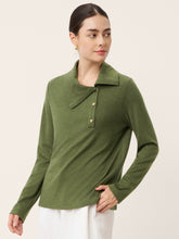 Load image into Gallery viewer, Wool Asymmetric Lapel Fruit Button Decor Top YSABEL
