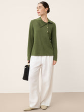 Load image into Gallery viewer, Wool Asymmetric Lapel Fruit Button Decor Top YSABEL
