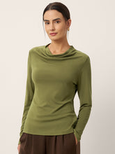 Load image into Gallery viewer, Wool Cowl Drape Stretch Long Sleeve Top INEKE

