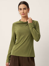 Load image into Gallery viewer, Wool Cowl Drape Stretch Long Sleeve Top INEKE
