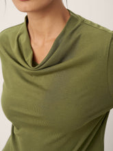 Load image into Gallery viewer, Wool Cowl Drape Stretch Long Sleeve Top INEKE
