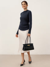Load image into Gallery viewer, Wool Mock Neck Waist Pleat Top ISOLDE
