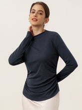 Load image into Gallery viewer, Wool Mock Neck Waist Pleat Top ISOLDE
