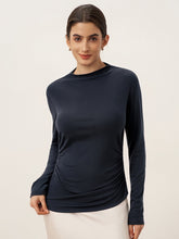 Load image into Gallery viewer, Wool Mock Neck Waist Pleat Top ISOLDE

