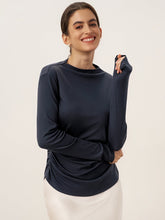 Load image into Gallery viewer, Wool Mock Neck Waist Pleat Top ISOLDE

