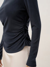 Load image into Gallery viewer, Wool Mock Neck Waist Pleat Top ISOLDE
